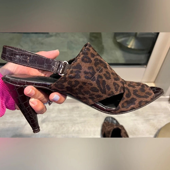 Donald J Pliner brown sling back heels, brown animal print, size 9 N - Picture 5 of 10